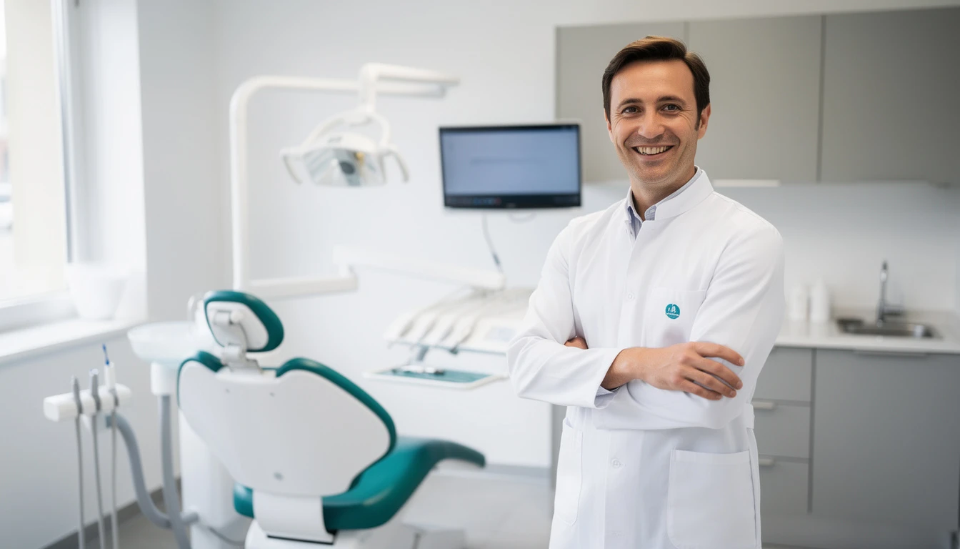 Professional dentist in modern dental practice with patient